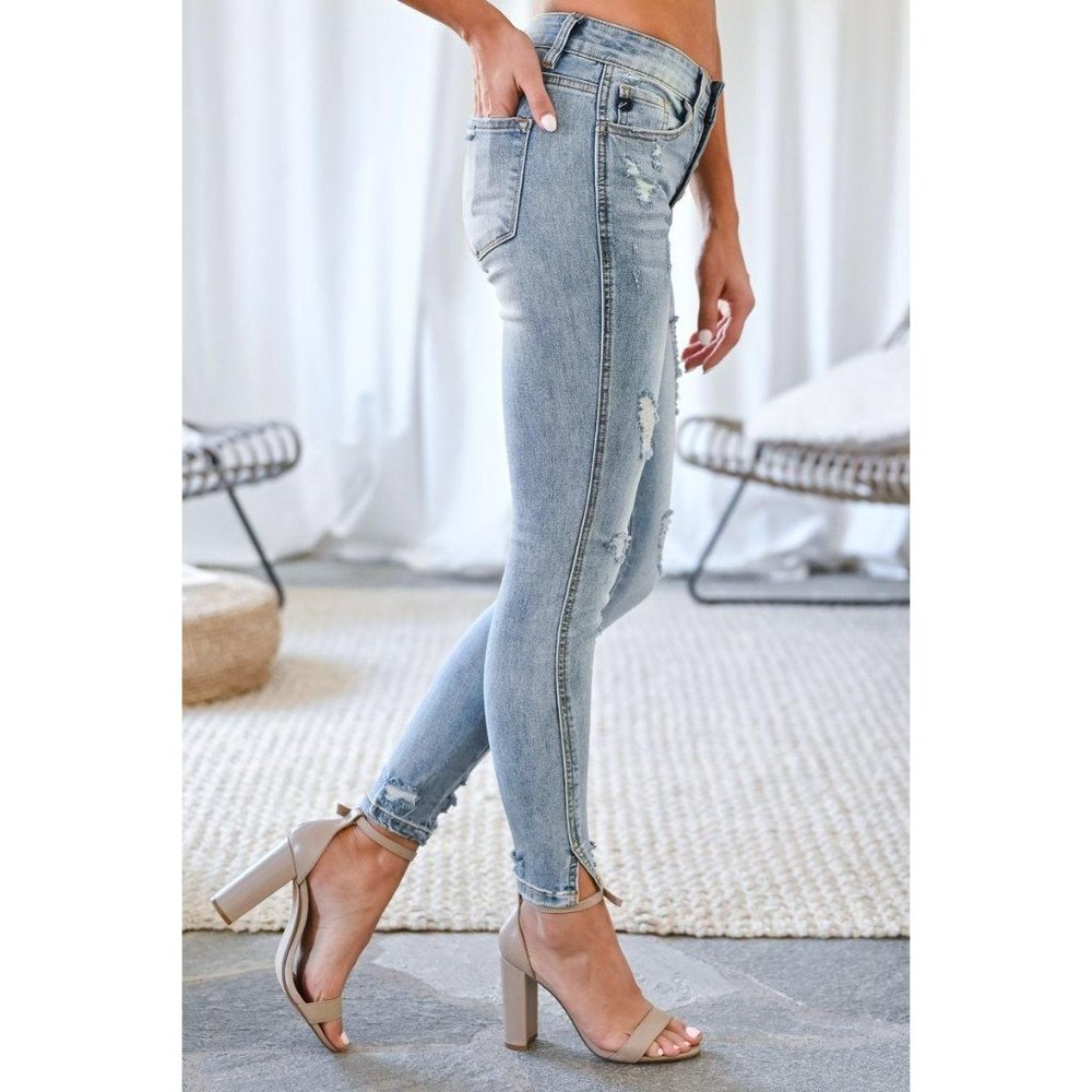 LAST 1! 5🌟 SELLER Billie Split Ankle Distress Skinny Jean - Picture 2 of 8